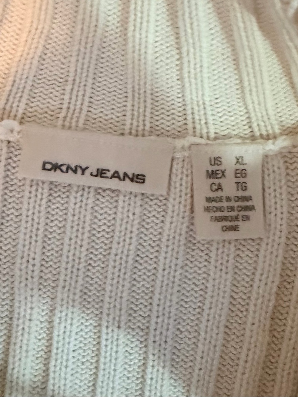 DKNY Cream Ribbed Zip Cardigan - Picture 2 of 7